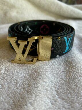 Black and Multi Colored Belt ~ 41 inches in length/reversible ~ imitation